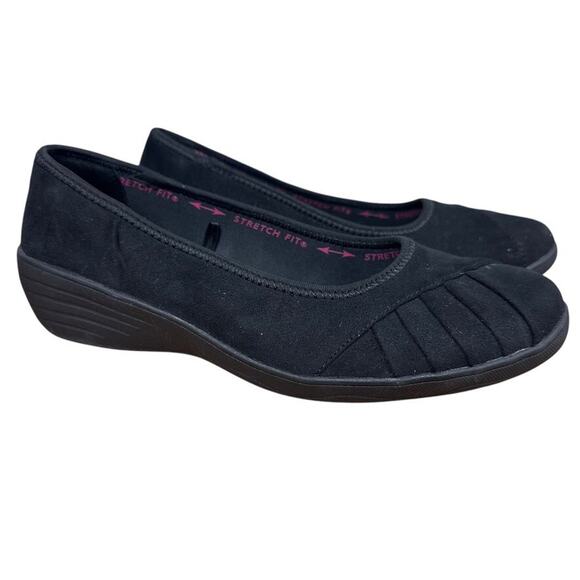 Skechers Kiss Smooch Black Air Cooled Memory Foam Slip On Wedge Shoes Womens 10 - Picture 1 of 16